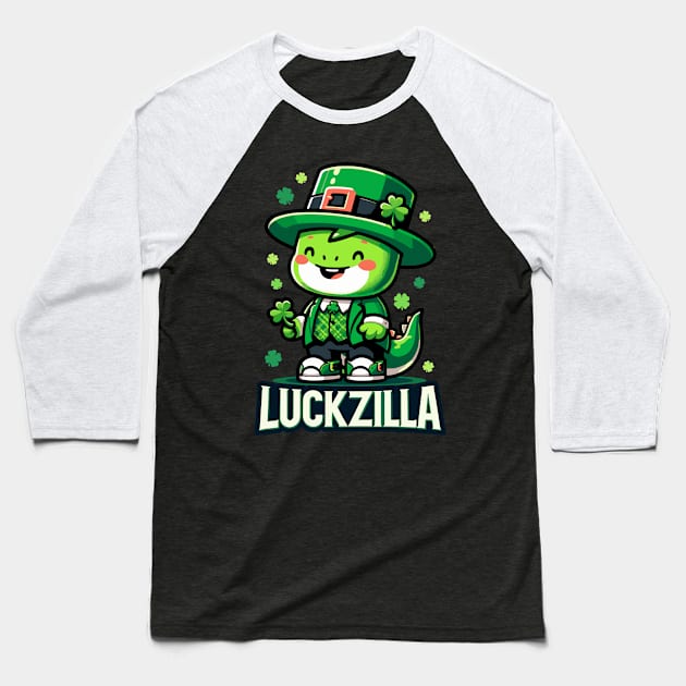 Cheerful Leprechaun Pup - Luckzilla St. Paddy's Celebration Baseball T-Shirt by star trek fanart and more